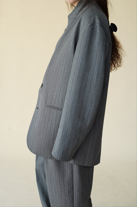 CRISTASEYA<br>OVERSIZED BLAZER<br>in BLACK/WHITE STRIPES