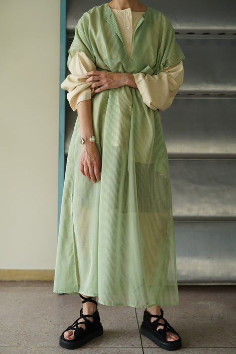 CRISTASEYA for PORT<br>SHEER CAFTAN DRESS<br>SAUGE STRIPES
