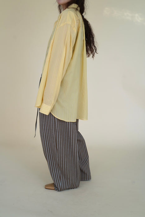 Salvatore  Piccolo x CRISTASEYA<br>HANDMADE CLASSIC COLLAR SHIRT<br>in YELLOW WITH WHITE STRIPES