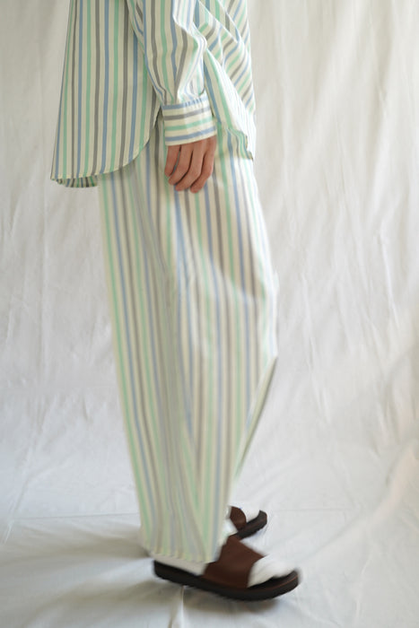 CRISTASEYA<br>MOROCCAN PYJAMA PANTS<br>in PASTEL GREEN STRIPED