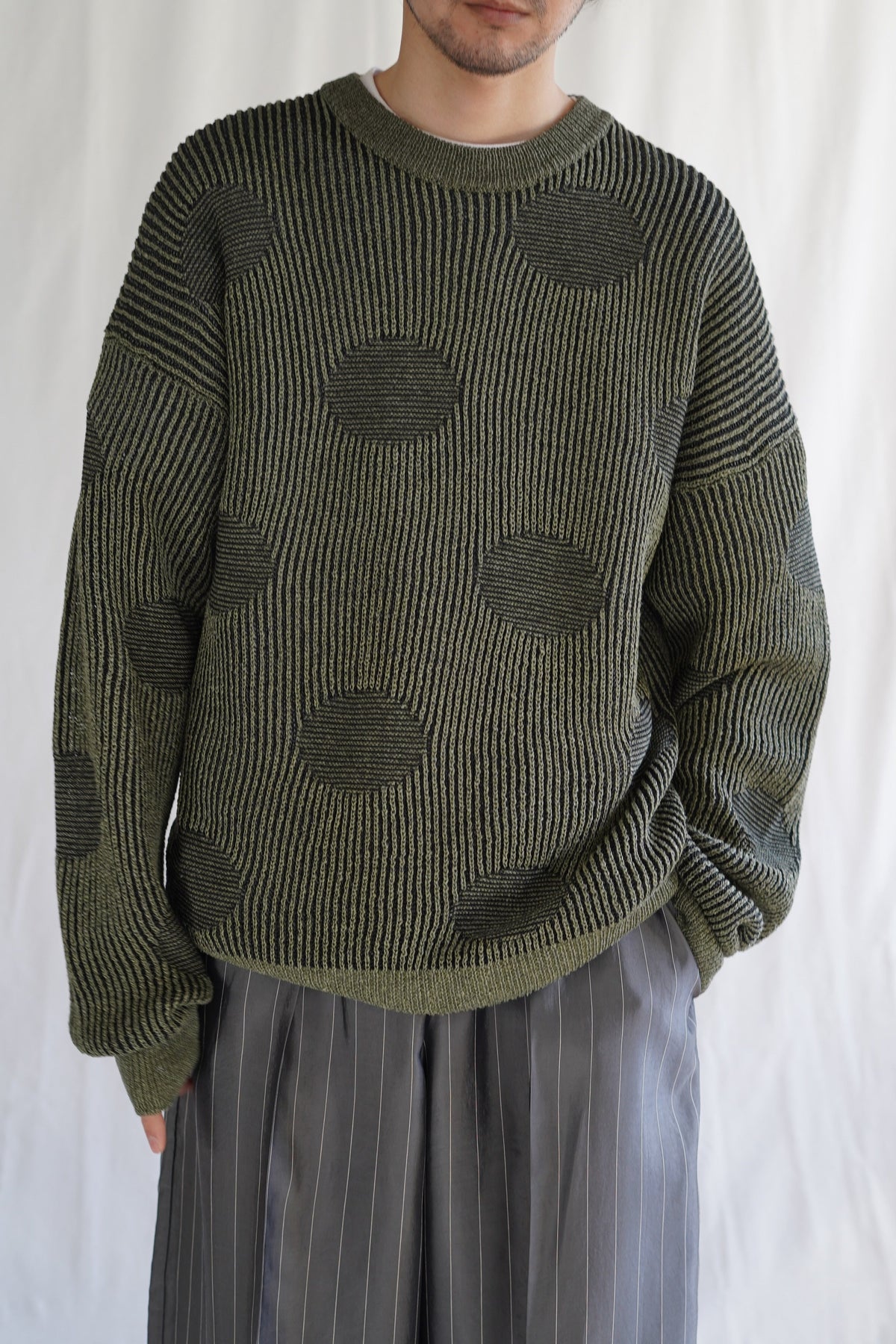 CRISTASEYA RIBBED POLKA DOTS WASHI PAPER SWEATER in BLACK WITH