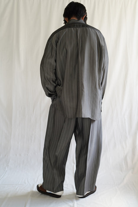 CRISTASEYA<br>MOROCCAN PYJAMA PANTS<br>in GREY WITH WHITE PINSTRIPES
