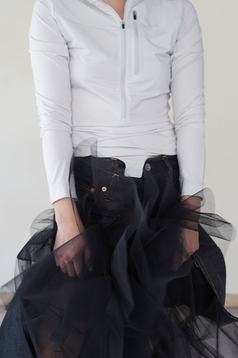 FUMIKA_UCHIDA<BR>NYLON JERSEY HALF-ZIP BODYSUIT