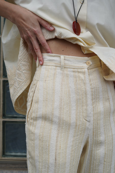 CALLAGHAN by Romeo Gigli<br><br>ROW SILK STRIPED PENCIL PANTS