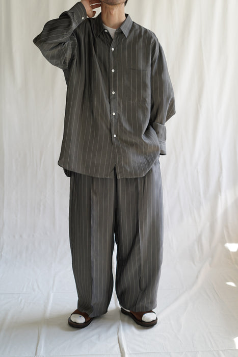 CRISTASEYA<br>MOROCCAN PYJAMA PANTS<br>in GREY WITH WHITE PINSTRIPES