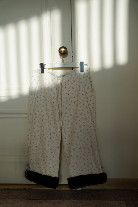 FUMIKA_UCHIDA<br>DOUBLE NAPPED FLANNEL LOUNGE PANTS<br>in FLORAL PURPLE