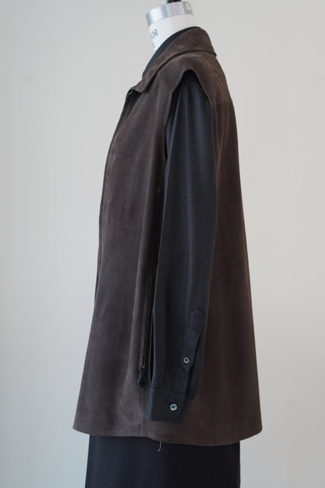 VINTAGE HERMES<BR>LAMBSKIN SUEDE ZIP UP GILET<BR><BR>SOLD OUT