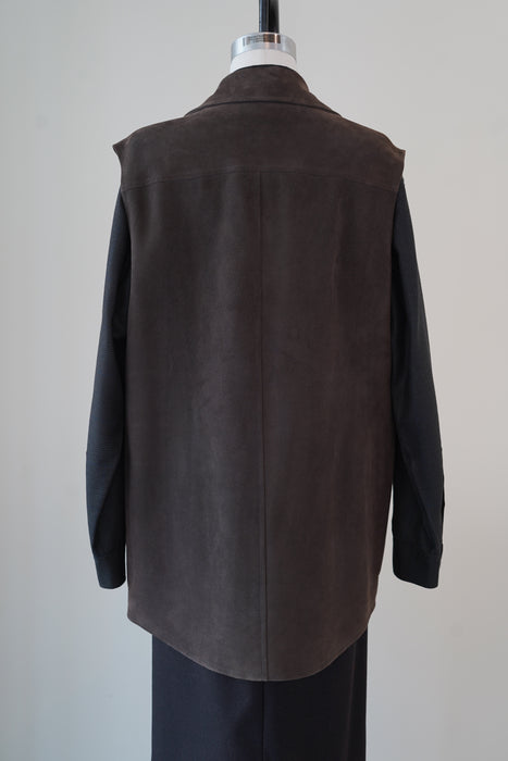 VINTAGE HERMES<BR>LAMBSKIN SUEDE ZIP UP GILET<BR><BR>SOLD OUT