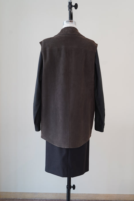 VINTAGE HERMES<BR>LAMBSKIN SUEDE ZIP UP GILET<BR><BR>SOLD OUT
