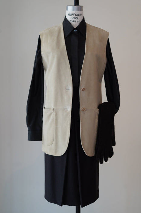 VINTAGE HERMES<BR>LAMBSKIN SUEDE GILET