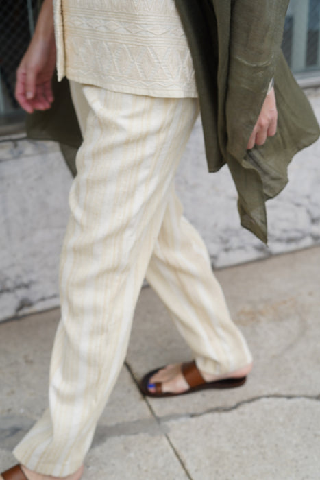 CALLAGHAN by Romeo Gigli<br><br>ROW SILK STRIPED PENCIL PANTS