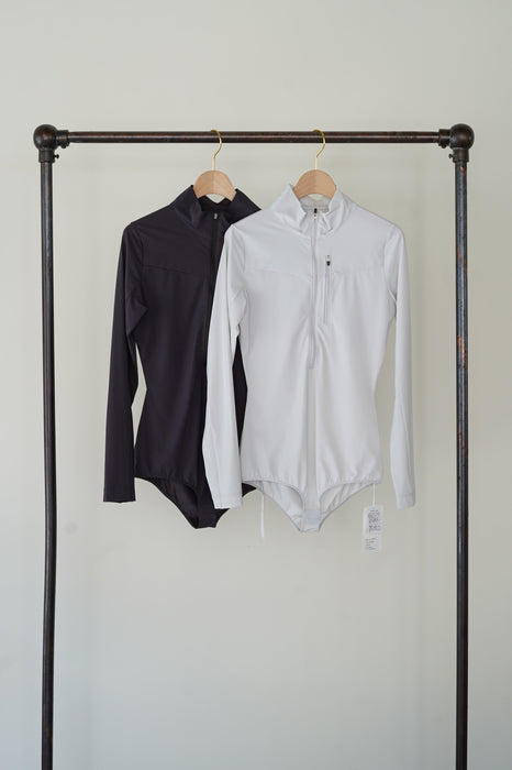 FUMIKA_UCHIDA<BR>NYLON JERSEY HALF-ZIP BODYSUIT