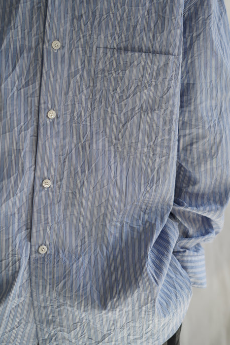 Salvatore Piccolo x CRISTASEYA<br>HANDMADE FRINGED MAO COLLAR SHIRT<br>in BLUE STRIPED