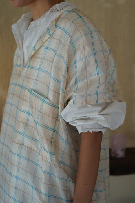 CRISTASEYA for PORT<br>CAFTAN DRESS<br>LIGHT BLUE/PINK CHECKS<br><br>SOLD OUT