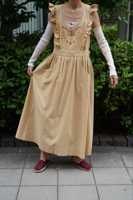 VINTAGE<BR>INDIA IMPORTS<BR>RUFFLE APRON DRESS <BR> <BR>SOLD OUT