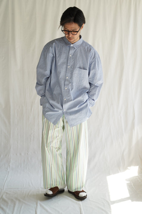 Salvatore Piccolo xCRISTASEYA<br>HANDMADE MEN'S CLASSIC COLLAR SHIRT<br>in BLUE STRIPED