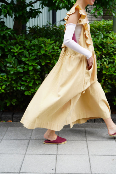 VINTAGE<BR>INDIA IMPORTS<BR>RUFFLE APRON DRESS <BR> <BR>SOLD OUT