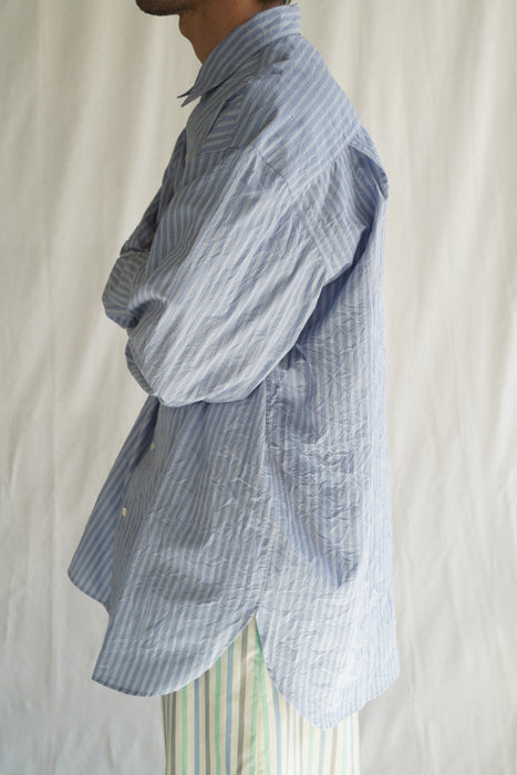 Salvatore Piccolo xCRISTASEYA<br>HANDMADE MEN'S CLASSIC COLLAR SHIRT<br>in BLUE STRIPED