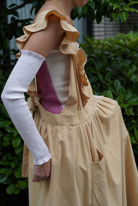 VINTAGE<BR>INDIA IMPORTS<BR>RUFFLE APRON DRESS <BR> <BR>SOLD OUT