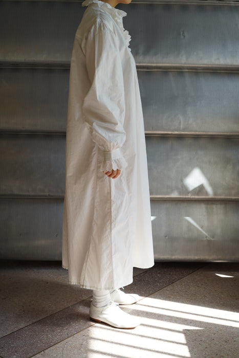 ANTIQUE<BR>COTTON FRILL NIGHTGOWN LONG DRESS