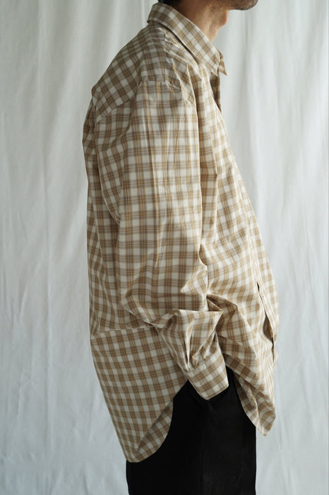 Salvatore Piccolo xCRISTASEYA<br>HANDMADE MEN'S CLASSIC COLLAR SHIRT<br>in WHITE WITH ORANGE CHECKS <br> <br>SOLD OUT