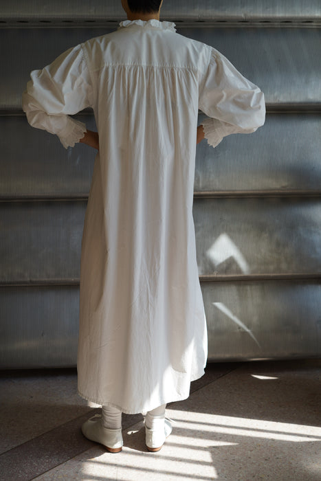 ANTIQUE<BR>COTTON FRILL NIGHTGOWN LONG DRESS