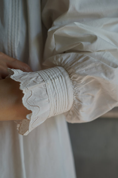 ANTIQUE<BR>COTTON FRILL NIGHTGOWN LONG DRESS