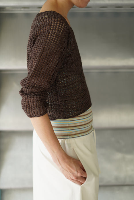 CRISTASEYA<br>WASHI PAPER FISHNET TOPS<br>IN BROWN<br><br>SOLD OUT