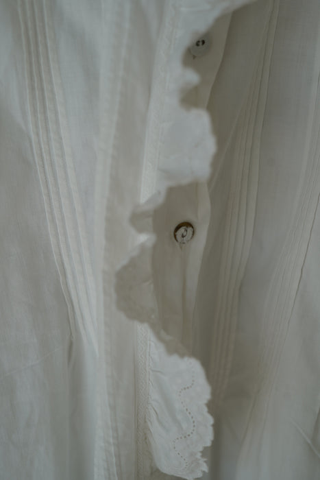 ANTIQUE<BR>COTTON FRILL NIGHTGOWN LONG DRESS