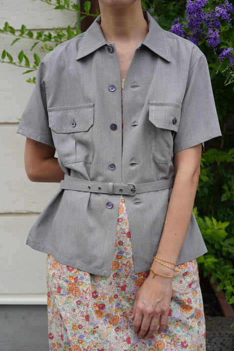 FUMIKA_UCHIDA<br>CHAMBRAY SHORT SLEEVE SHIRT<br><br>SOLD OUT