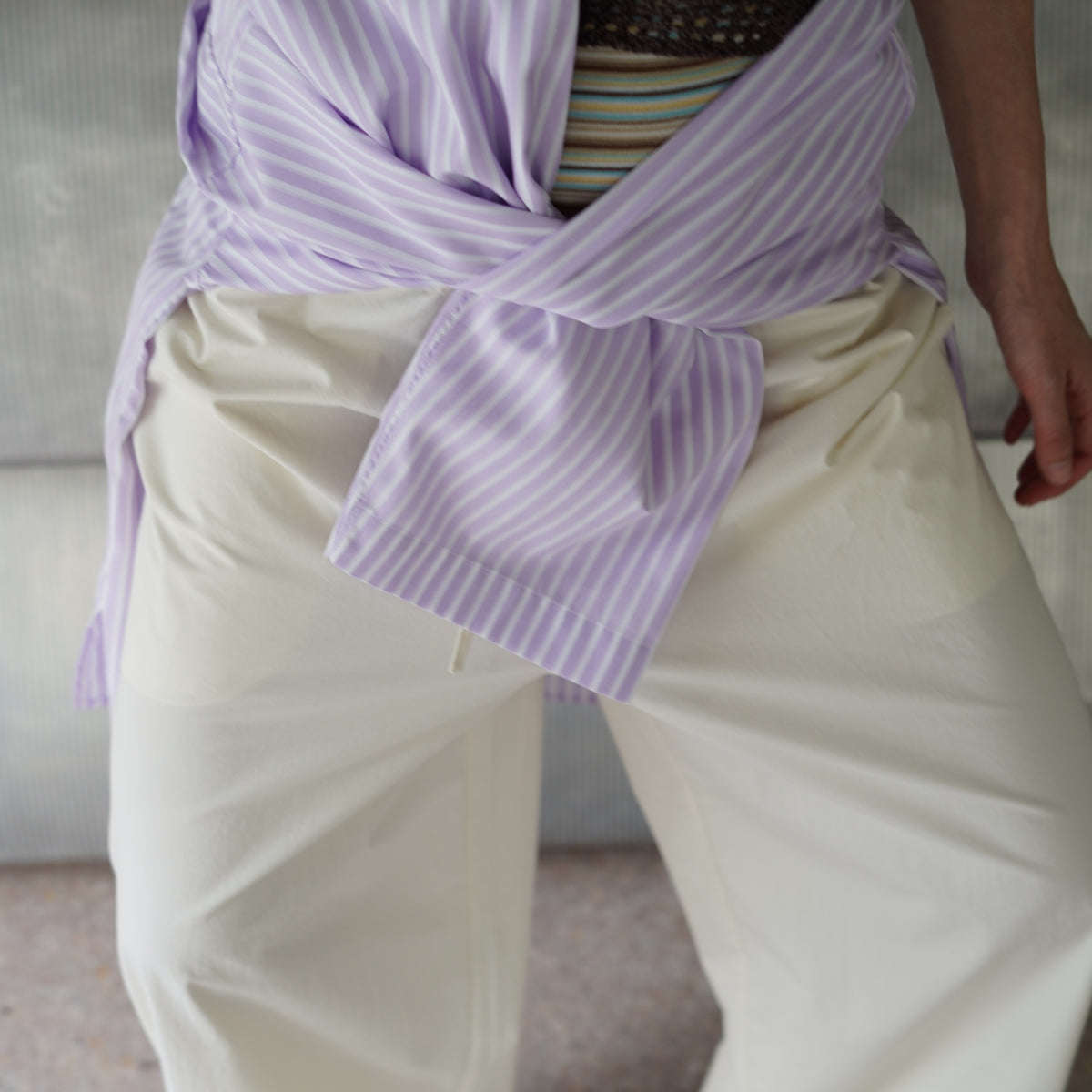CRISTASEYA PYJAMA SHIRT in MAUVE WITH WHITE STRIPES – PORT