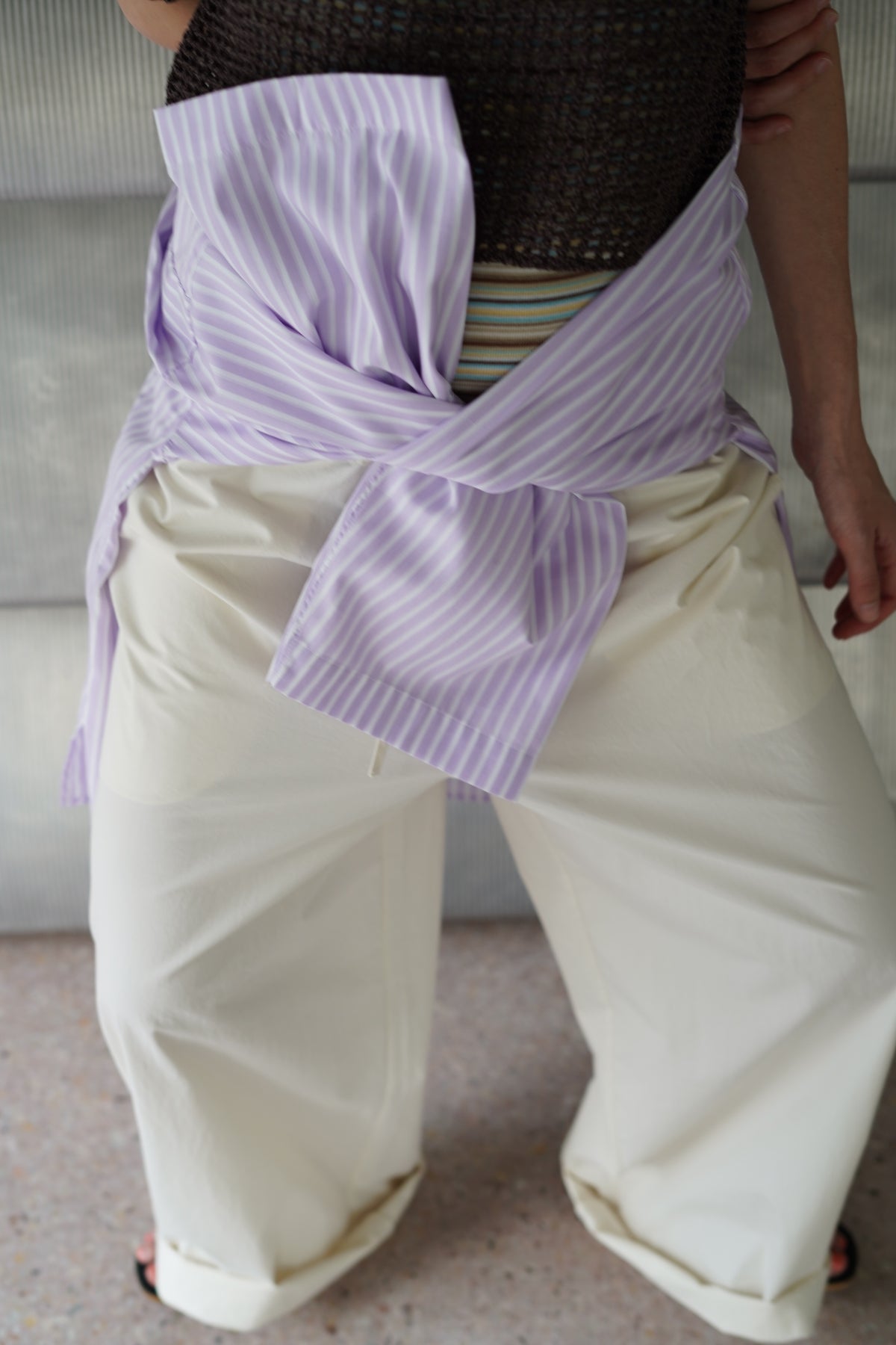 CRISTASEYA PYJAMA SHIRT in MAUVE WITH WHITE STRIPES – PORT