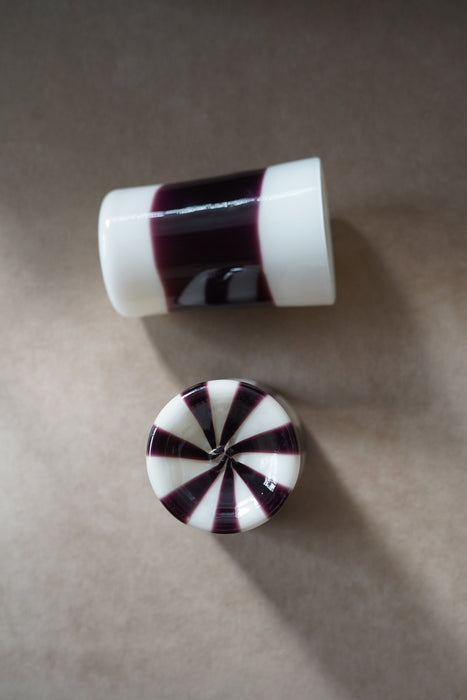 CRISTASEYA<br>MURANO GLASS <br>HORIZONTAL BLACK/WHITE STRIPES