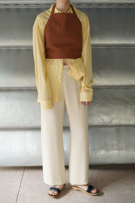 Salvatore  Piccolo x CRISTASEYA<br>HANDMADE CLASSIC COLLAR SHIRT<br>in YELLOW WITH WHITE STRIPES<br><br>SOLD OUT