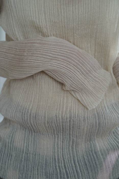 NORLHA<br>FEATHER LONG SLEEVE TOP<br> in NATURAL YAK WHITE