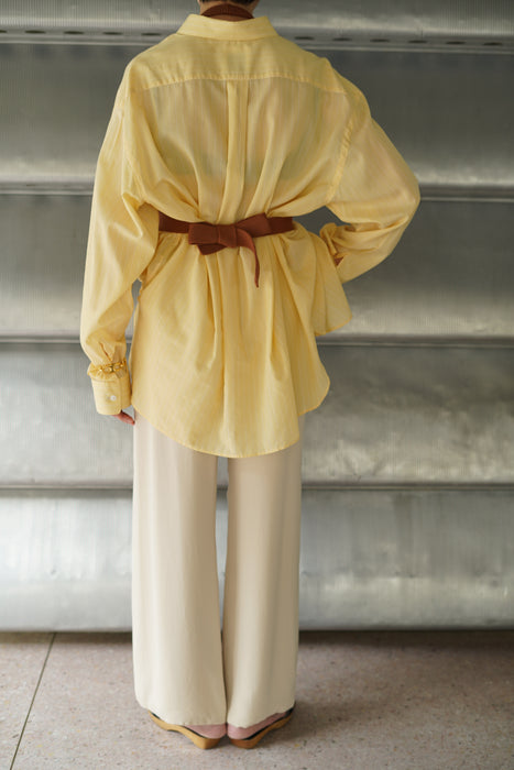 Salvatore  Piccolo x CRISTASEYA<br>HANDMADE CLASSIC COLLAR SHIRT<br>in YELLOW WITH WHITE STRIPES<br><br>SOLD OUT