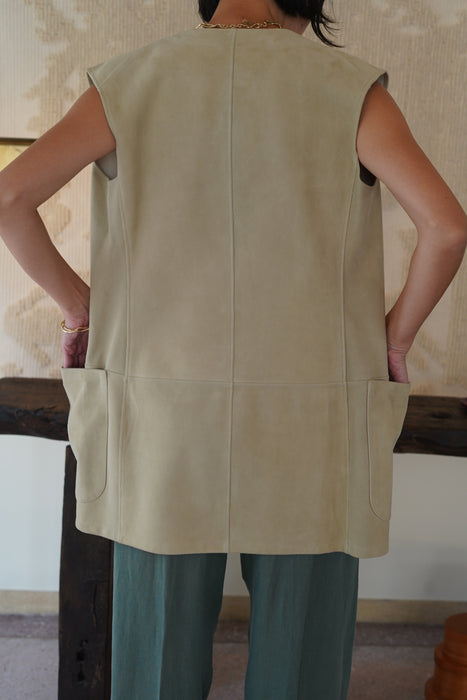 VINTAGE HERMES<BR>SUEDE GILET