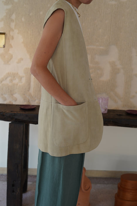VINTAGE HERMES<BR>SUEDE GILET