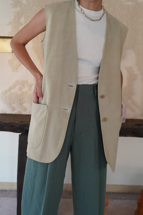 VINTAGE HERMES<BR>SUEDE GILET