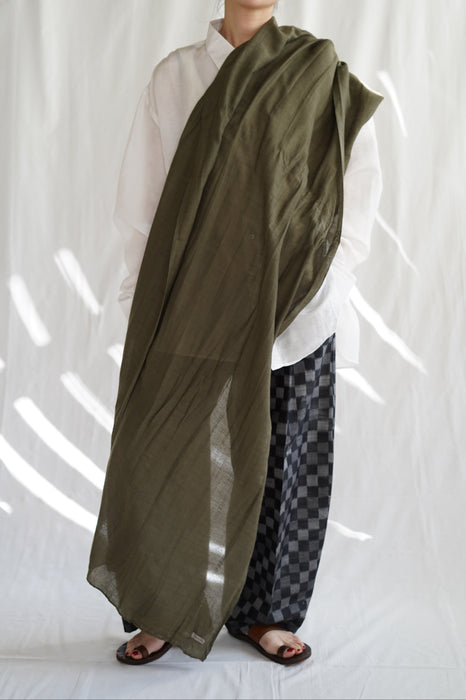 NORLHA<br>FEATHER LIGHT NARROW SCARF <br>in TEA LEAF