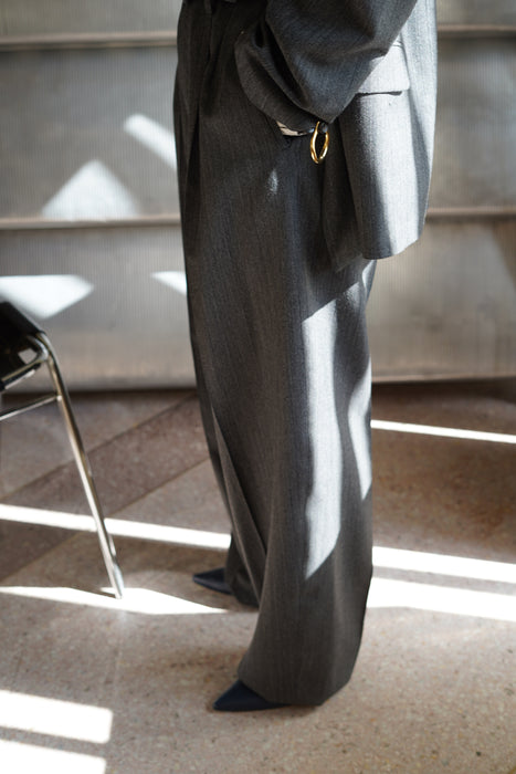 FUMIKA_UCHIDA<br>HERRINGBONE BELTED WIDE 2-TUCK PANTS