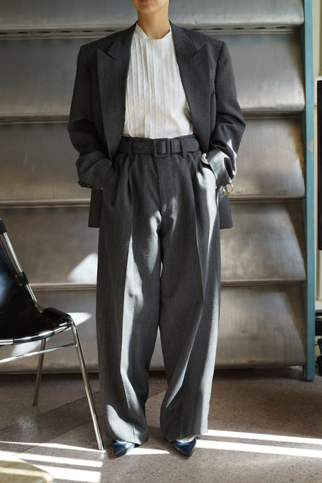 FUMIKA_UCHIDA<br>HERRINGBONE BELTED WIDE 2-TUCK PANTS