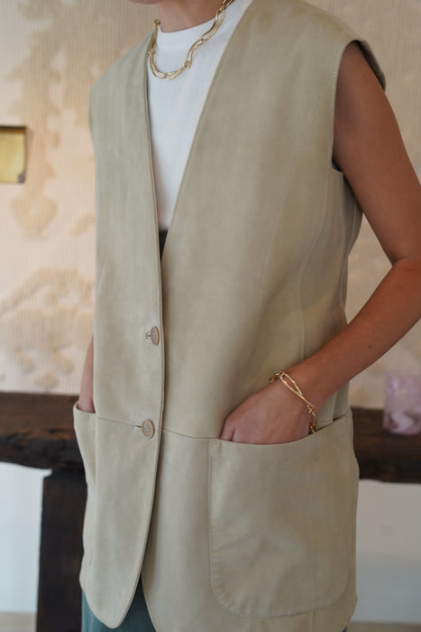 VINTAGE HERMES<BR>SUEDE GILET
