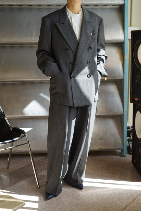 FUMIKA_UCHIDA<br>HERRINGBONE PEAKED LAPEL DOUBLE JACKET