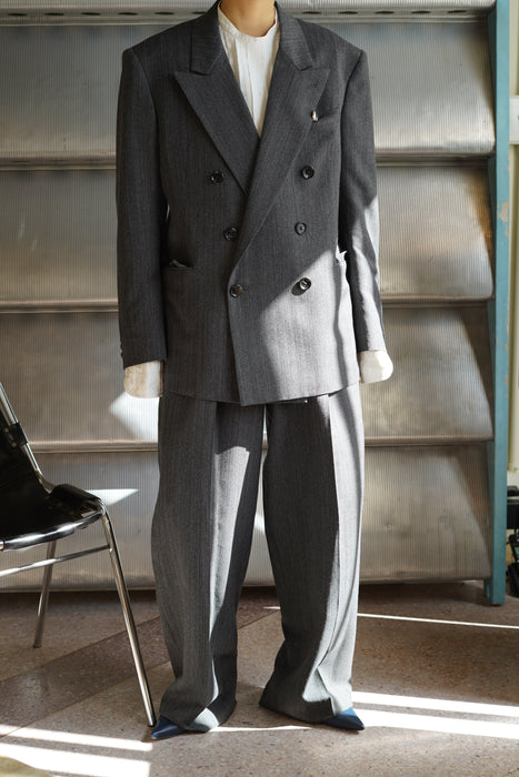FUMIKA_UCHIDA<br>HERRINGBONE BELTED WIDE 2-TUCK PANTS