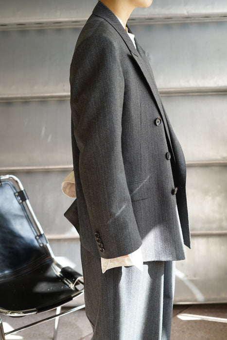 FUMIKA_UCHIDA<br>HERRINGBONE PEAKED LAPEL DOUBLE JACKET