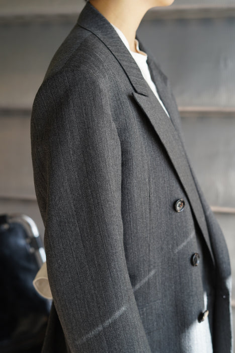 FUMIKA_UCHIDA<br>HERRINGBONE PEAKED LAPEL DOUBLE JACKET
