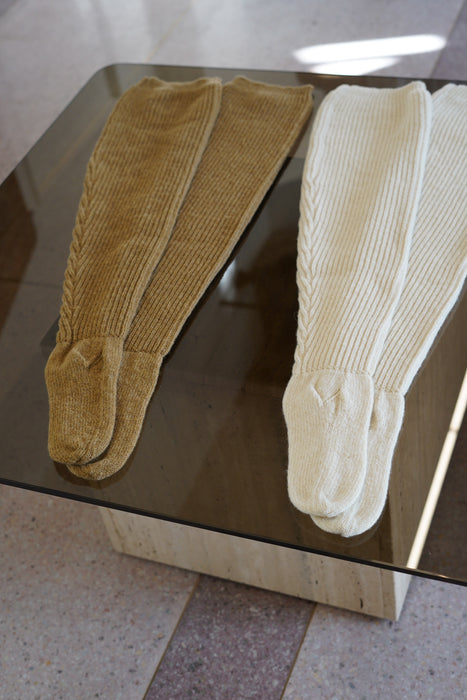 FUMIKA_UCHIDA<br>SHETLAND RIB STITCH TIGHT-HIGH SOCKS