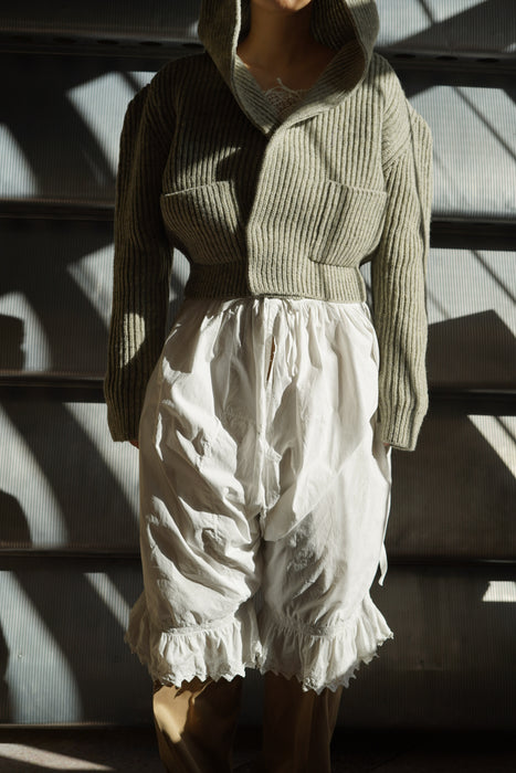 FUMIKA_UCHIDA<br>SHETLAND RIB STITCH HOODED CARDIGAN