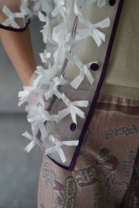 JONNLYNX<br>ribbon tulle shirts<br>white